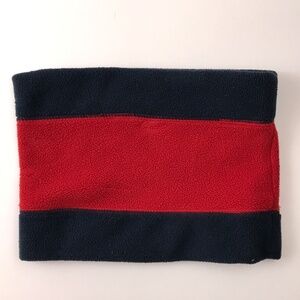 Lands' End Blue With Red Stripe Fleece Winter Neck Warmer